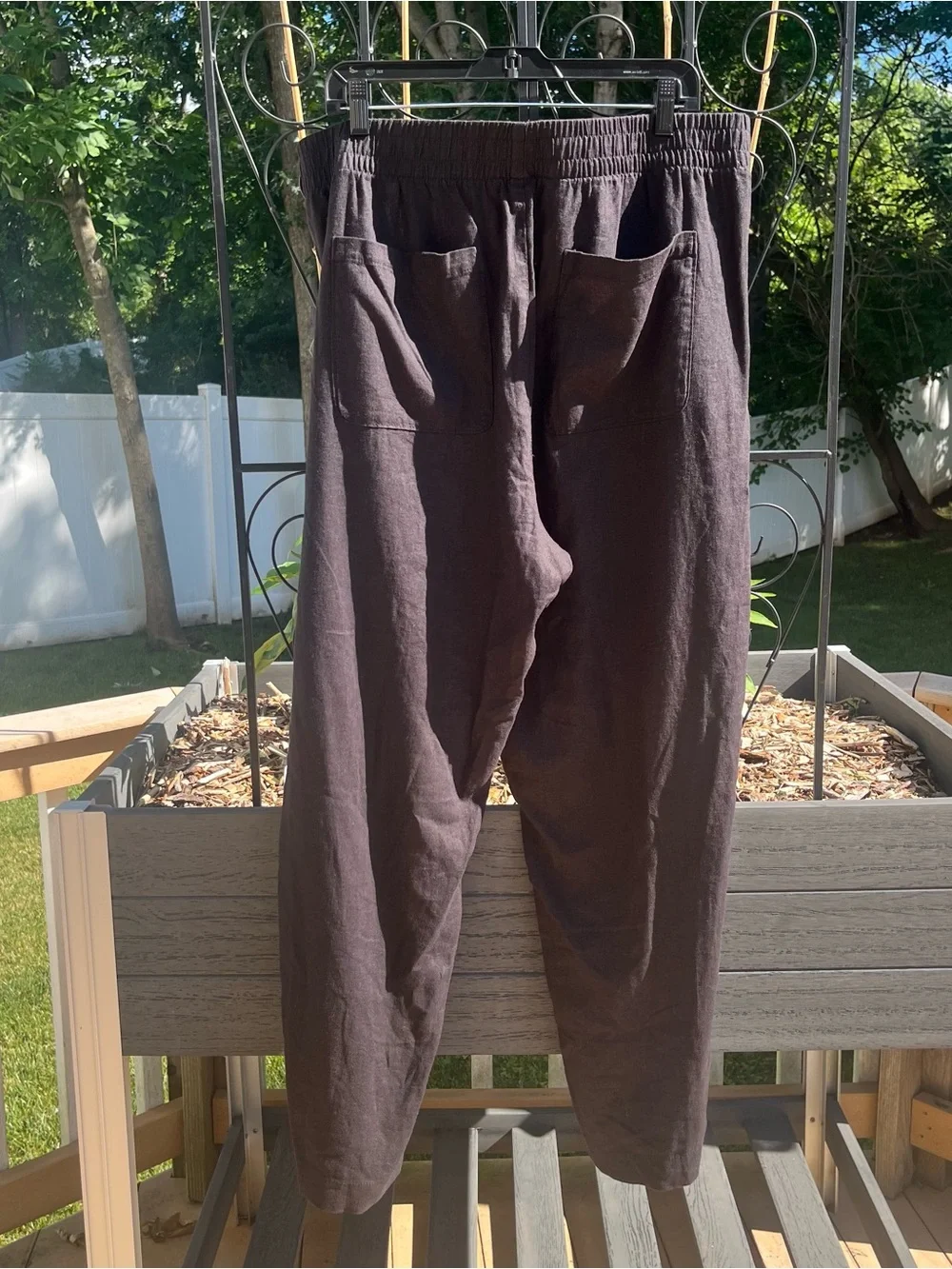 Old Navy Women’s High Rise Straight Leg Linen Blend Black Pull On Pants Size XLT